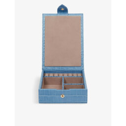 Womens Smythson Mara Travel Tray Croc-Embossed Leather Jewellery Box