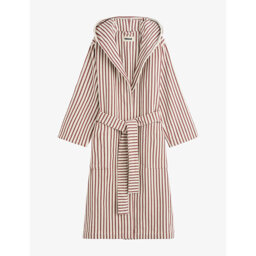 Womens Tekla Hooded Striped Cotton-Towelling Bathrobe