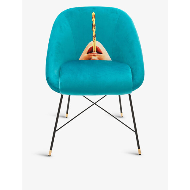Seletti Wears Toiletpaper Drill-Print Velvet Chair 50cm x 60cm - image 1