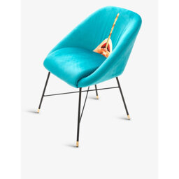 Seletti Wears Toiletpaper Drill-Print Velvet Chair 50cm x 60cm - thumbnail 2
