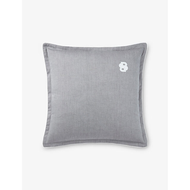 Boss Volumn Bb Logo-Embroidered Cotton Oxford Cushion Cover 45cm x 45cm - image 1