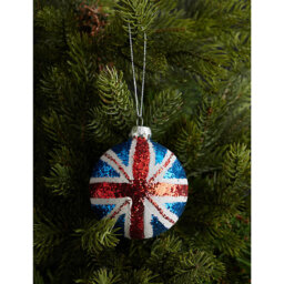 Selfridges Edit Union Jack glitter bauble Christmas decoration 8cm - thumbnail 2