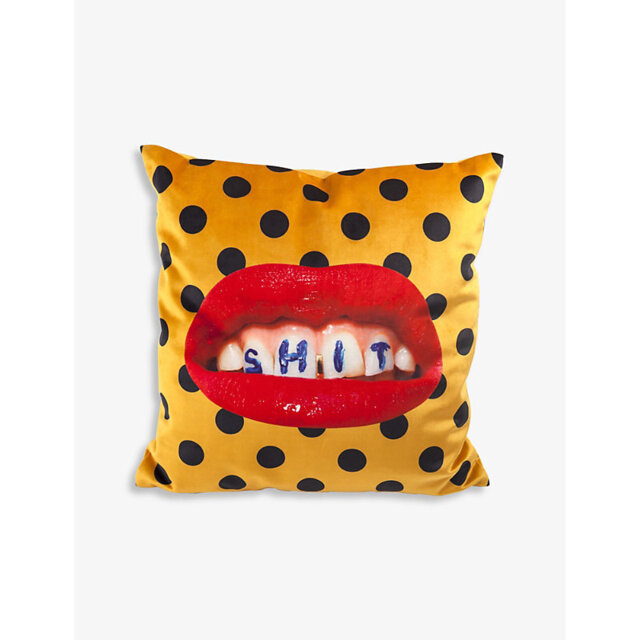 Seletti Sh*T Graphic-Print Woven Cushion Cover 50cm x 50cm - image 1