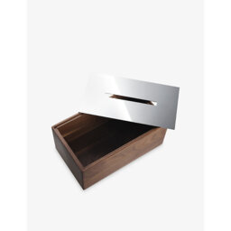 Christofle Uni Walnut-Wood and Stainless-Steel Tissue Box 13cm - thumbnail 2