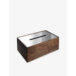 Christofle Uni Walnut-Wood and Stainless-Steel Tissue Box 13cm - thumbnail 1