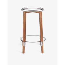 Alessi Phillippe Starck High Steel and Beechwood Stool 65cm - thumbnail 1