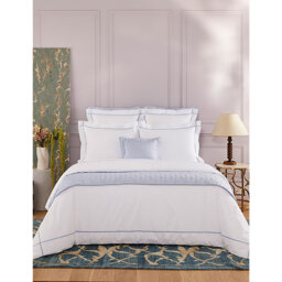 Yves Delorme Athena Celeste Bourdon-Stitch Cotton Duvet Cover - thumbnail 2
