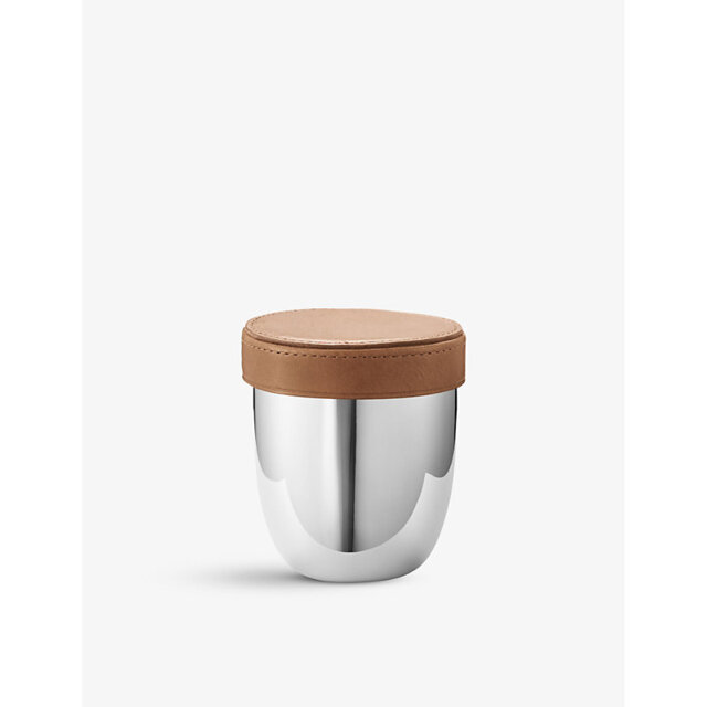 Georg Jensen Mirror Polished and Leather Stainless Steel Dice Cup Set - image 1