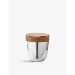 Georg Jensen Mirror Polished and Leather Stainless Steel Dice Cup Set
