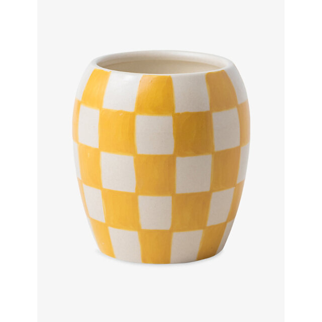 Paddywax Checkmate Golden Amber Scented Candle With Checkered Porcelain Vessel 311g - image 1