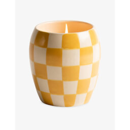 Paddywax Checkmate Golden Amber Scented Candle With Checkered Porcelain Vessel 311g - thumbnail 2