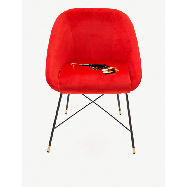 Seletti Wears Toiletpaper Revolver-Print Velvet Chair 86cm x 79cm - image 1