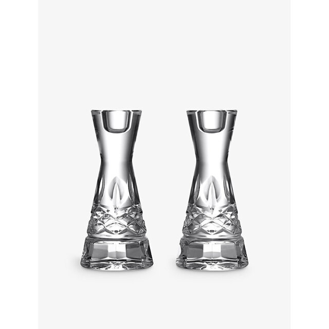 Waterford Lismore Round Crystal-Glass Candlesticks 15cm Set Of Two - image 1