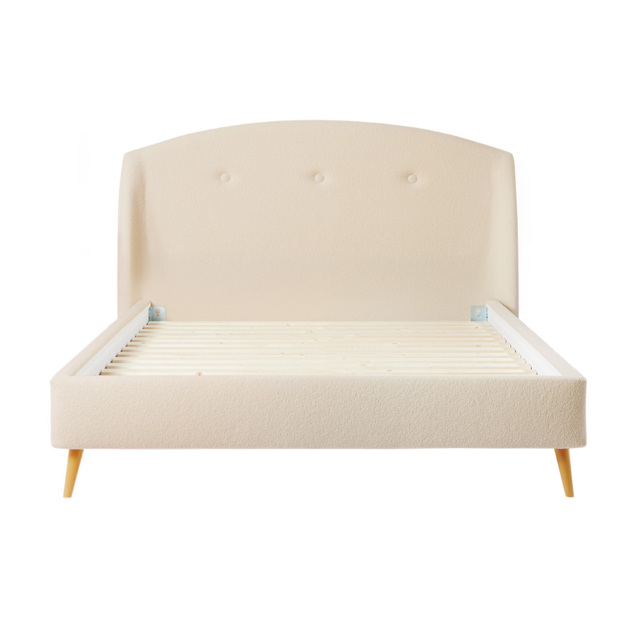 Silentnight Evana Bedframe - Double - Oak Wood Slanted - Dusty Pink
