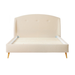 Silentnight Evana Bedframe - Double - Oak Wood Slanted - Dusty Pink