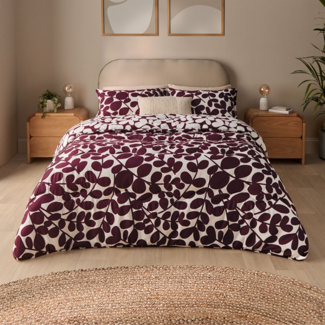 Silentnight Leaf Print Coverless Duvet And Pillowcase Set - Blue - Double