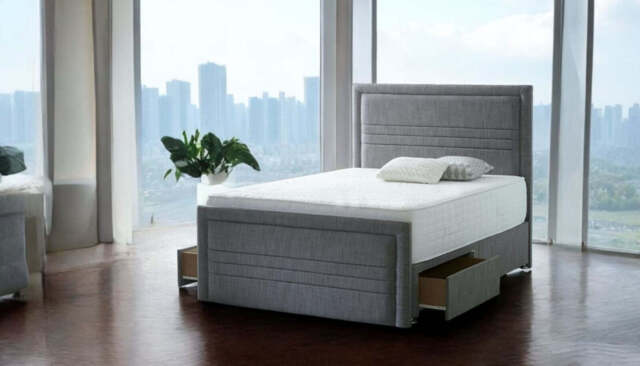 Sleep Harvester - VICTORIA Divan Bed - 2 Drawers, Headboard & Footboard UK - Super King (180 x 200 cm) / Marble Ocean