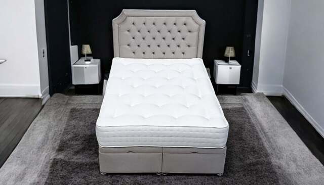 Sleep Harvester - TOTO Ottoman Storage Bed - Foot Opening Fabric Upholstered UK - Small Double (120 x 190 cm) / Yes / Marble Silver - image 1