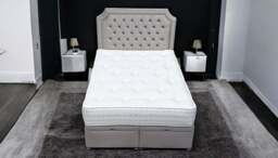 Sleep Harvester - TOTO Ottoman Storage Bed - Foot Opening Fabric Upholstered UK - Small Double (120 x 190 cm) / Yes / Marble Silver