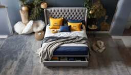 Sleep Harvester - JENNA Luxury Divan Bed UK - 1 Drawer & Headboard - King (150 x 200 cm) / Diamante Buttoned Headboard (Floor Length - 122 cm) / Plush Black