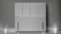 "CRYSTAL Luxury Vertical Panelled Upholstered Headboard, Single (90 x 190 cm) / 137 cm (54"") 4 Panels Floor Length / Plush Pink"