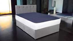 ALICE 4 Drawer Storage Divan Bed with Headboard UK, Super King (180 x 200 cm) / Diamante Buttoned Headboard (Half Length - 51 cm) / Plush Silver