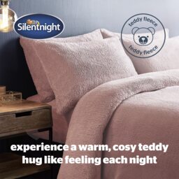 Silentnight Cosy Teddy Fleece Duvet Set - Blush - thumbnail 2