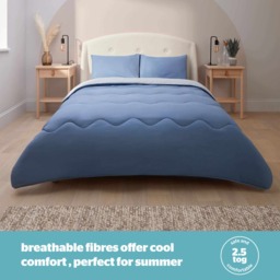 Silentnight Coverless 2.5 Tog Duvet & Deep Sleep Pillow Pair Bundle - Blue/Grey - thumbnail 2