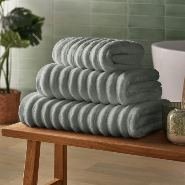 Silentnight Ribbed Cotton Towels - Grey - 6 Pack - image 1