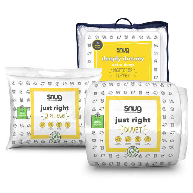 Snug Deeply Dreamy Mattress Topper, Just Right Pillow Pair and 10.5 tog Duvet Bundle - image 1