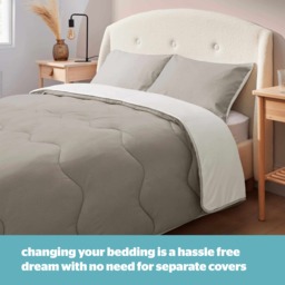 Silentnight Coverless 2.5 Tog Duvet & Deep Sleep Pillow Pair Bundle - Cream/Taupe - thumbnail 2