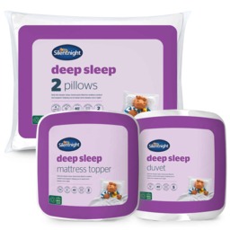 Silentnight Deep Sleep Bed Bundle - x2 Pillows, 10.5 Tog Duvet &amp Mattress Topper