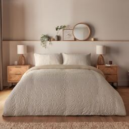 Silentnight Supersoft Duvet Set, Gingham - Natural - thumbnail 2