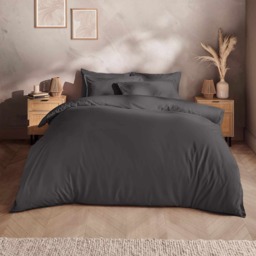 Silentnight Washed Cotton Rich Charcoal Duvet Set - thumbnail 1