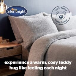 Silentnight Silver Teddy Fleece Duvet Set - thumbnail 2