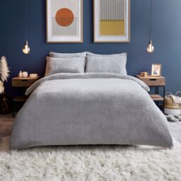 Silentnight Silver Teddy Fleece Duvet Set - thumbnail 1