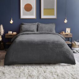 Silentnight Cosy Teddy Fleece Duvet Set - Charcoal - thumbnail 1