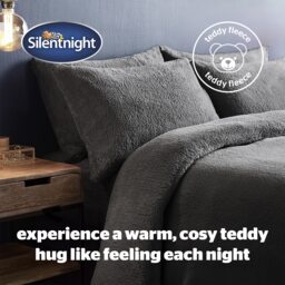 Silentnight Cosy Teddy Fleece Duvet Set - Charcoal - thumbnail 2