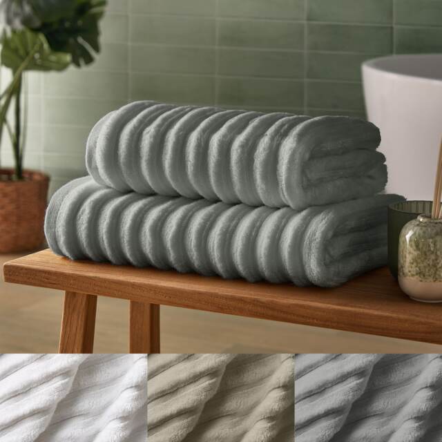 Silentnight Ribbed Cotton Bath Towels 2 Pack - image 1