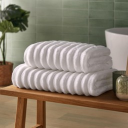 Silentnight Ribbed Cotton Bath Towels 2 Pack - thumbnail 2