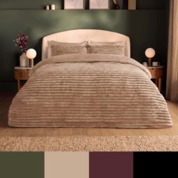 Silentnight Ribbed Faux Fur Duvet Set - thumbnail 1