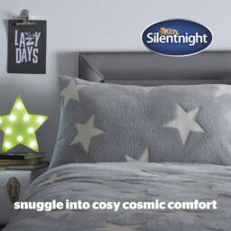 Silentnight Grey Glow In The Dark Teddy Fleece Duvet Set - thumbnail 2