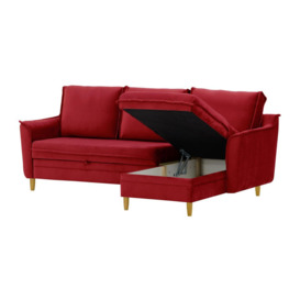 Amour Corner Sofa Bed With Storage, dark red - thumbnail 2