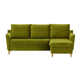 Amour Corner Sofa Bed With Storage, olive green - thumbnail 1