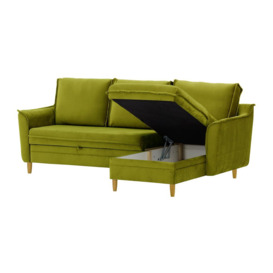 Amour Corner Sofa Bed With Storage, olive green - thumbnail 2