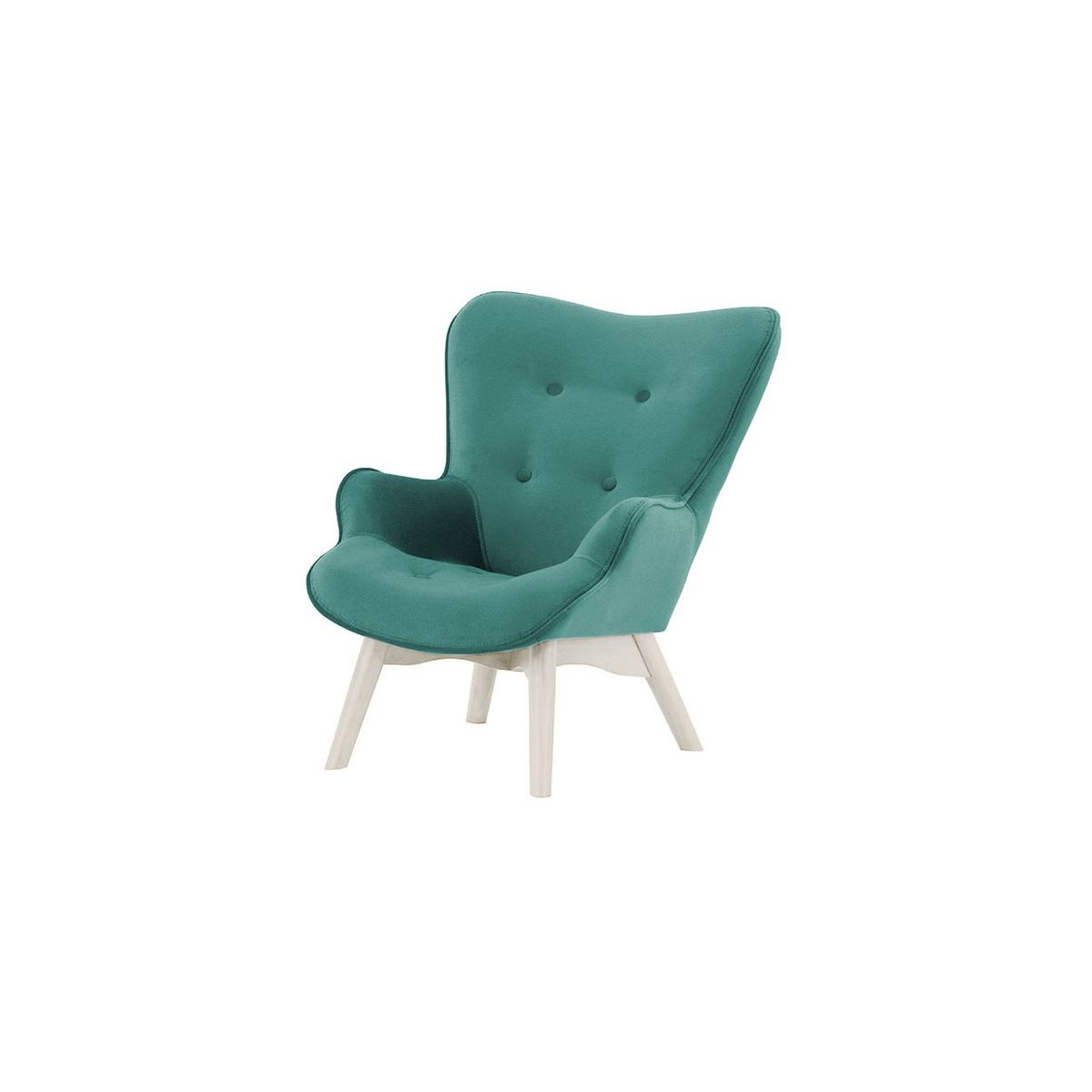 Ducon Mini Velvet Children's Wingback Chair, light blue, Leg colour: white - image 1