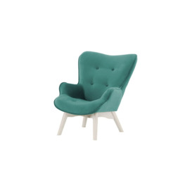 Ducon Mini Velvet Children's Wingback Chair, light blue, Leg colour: white - thumbnail 1