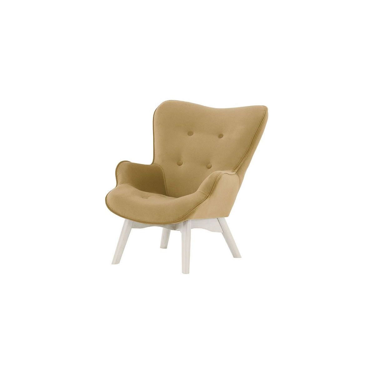 Ducon Mini Velvet Children's Wingback Chair, beige, Leg colour: white - image 1