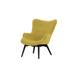 Ducon Wingback Chair, yellow, Leg colour: black - thumbnail 1