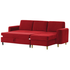 Elegance Corner Sofa Bed With Storage, dark red - thumbnail 3